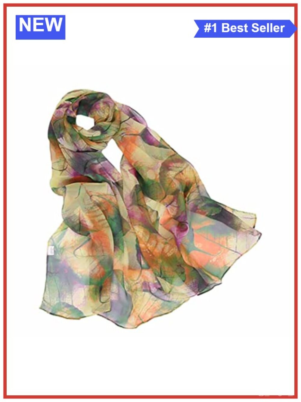 Floral Print Sheer Scarf Shawl Wrap Lightweight Polyester Women's 63x19.68